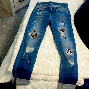 Judy blue leopard patched jeans.